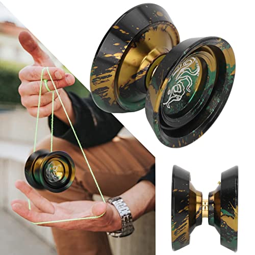 Professional Non-Responsive Yo-Yo for Adults, Metal Responsive Yo-Yo for Beginners, Trick Yo-Yo, Aluminum Alloy Yo-Yo with Gloves and 3 Replacement Yo