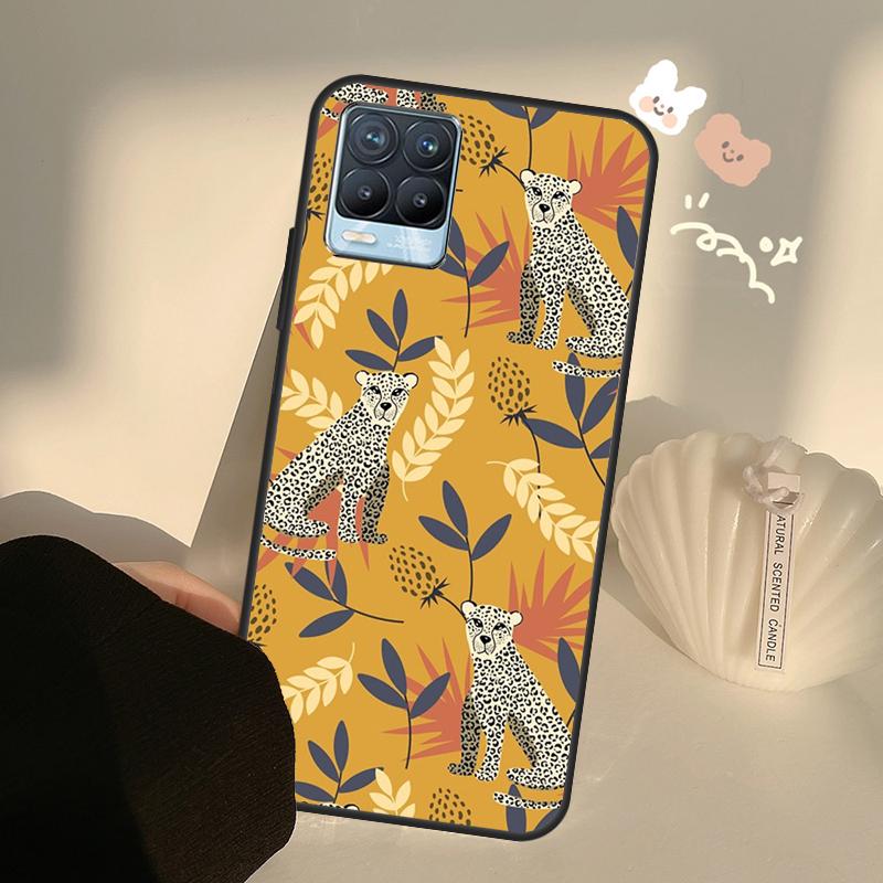 

Тигры Леопарды тропические листья Чехол Для Realme GT7 Pro GT6 C65 C67 C61 C53 C55 C51 C25 C63 C71 C75 11 12 13 14 15 Pro Plus Realme 14 Pro Plus