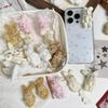 Cartoon Rabbit Phone Charm with Pearls Necklace PP Cotton Texture Suitable for Jewelry Accessories and Gift Decoration