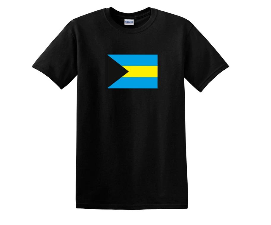 Black Bahamian Flag Black Cotton T-Shirt Tee Shirt Bahamas BHS BST L