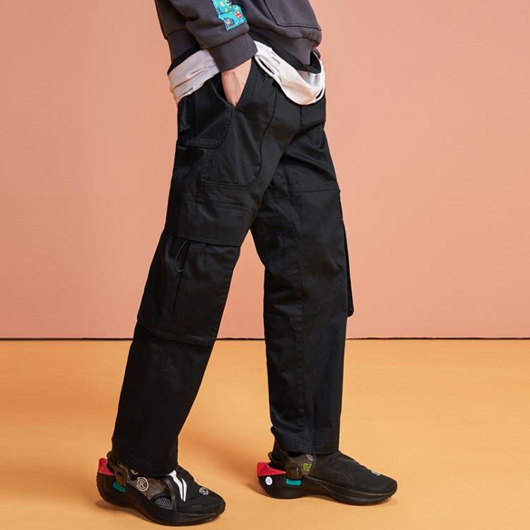 Li Ning Badfive Basketball Series Multi Pocket Casual Pants Men Pants Black AKXQ527-3