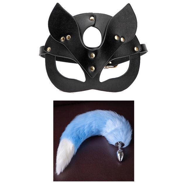 Masque de renard queue Cosplay masque pour les yeux bouchon anal en métal jeu de rôle SM accessoire jouets sexuels pour