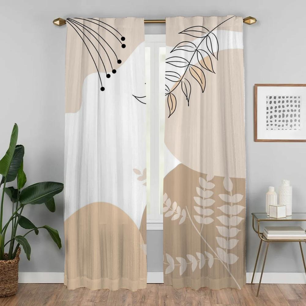 Concise Style Plants Partition Blackout Curtains for Living Room Curtain Tulle for Bedroom Shades Kitchen Curtains 2 Pieces Home