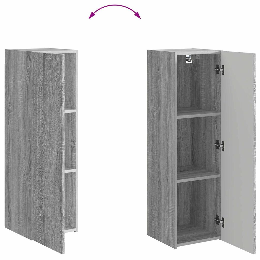TV Wall Shelf Set Wall Mounted 6 Pcs Grey Sonoma