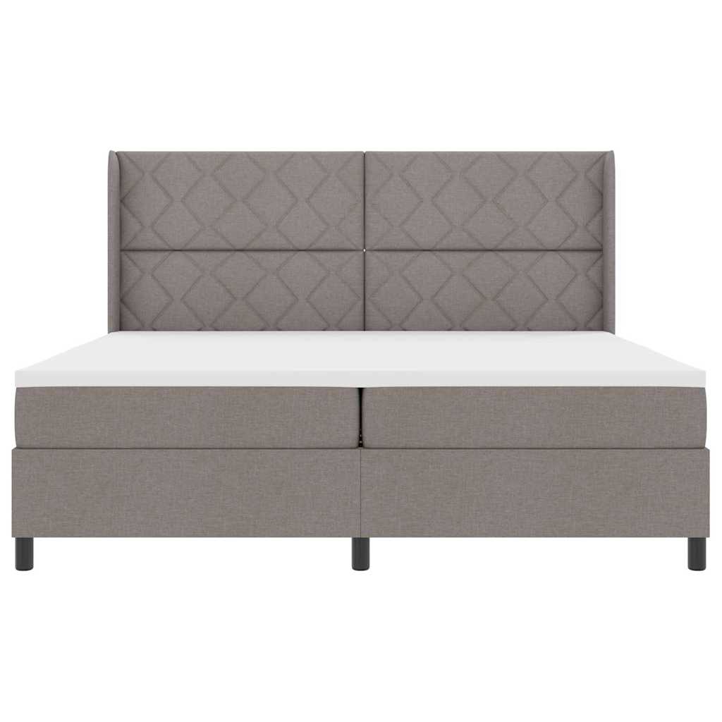 Box Spring Bed with Pillows and Headboard Taupe 200 X 200 Cm Fabric