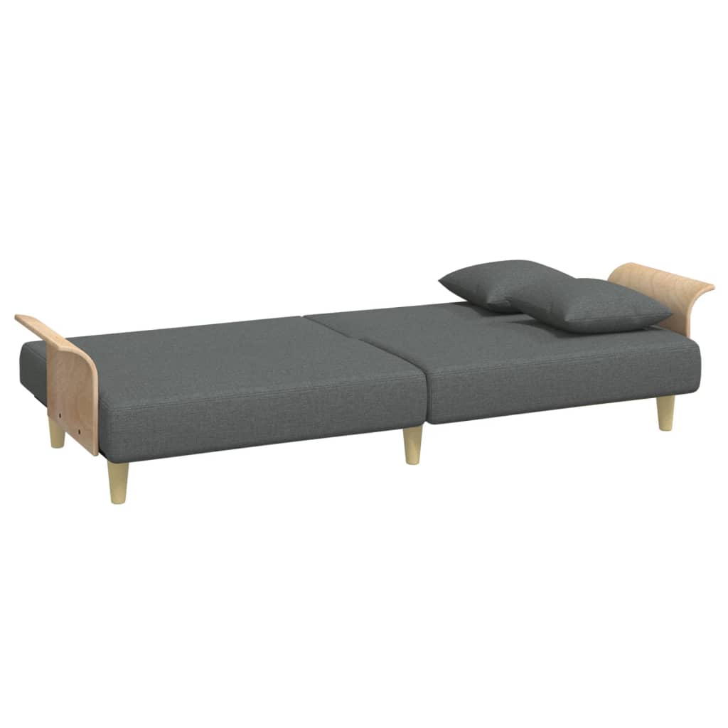 Sleeper Sofa with Armrests Dark Grey Fabric