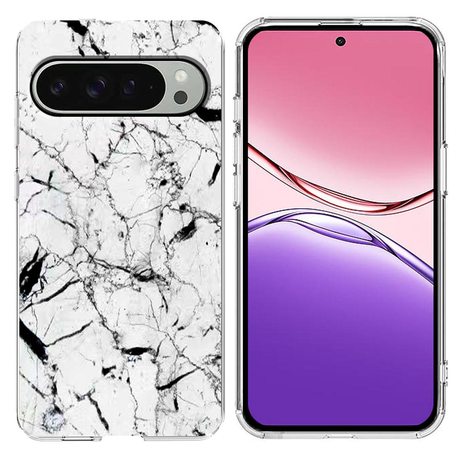 

For Google Pixel 9 Pro XL/10 Pro XL Case Marble Pattern Printing Soft TPU Phone Cover White