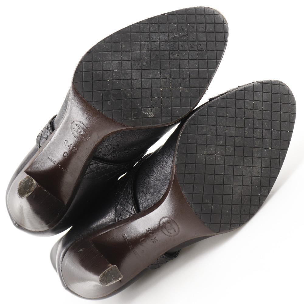 CHANEL COCO Mark boots Matelasse black leather Women Used