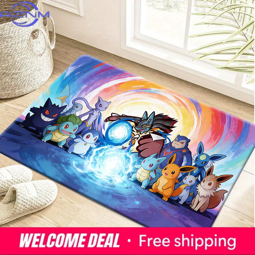 Pokemon Water Type Starters Gengar Lucario and Friends Colorful Swirl Print Non-Slip Doormat Soft Floor Mat 40x60cm