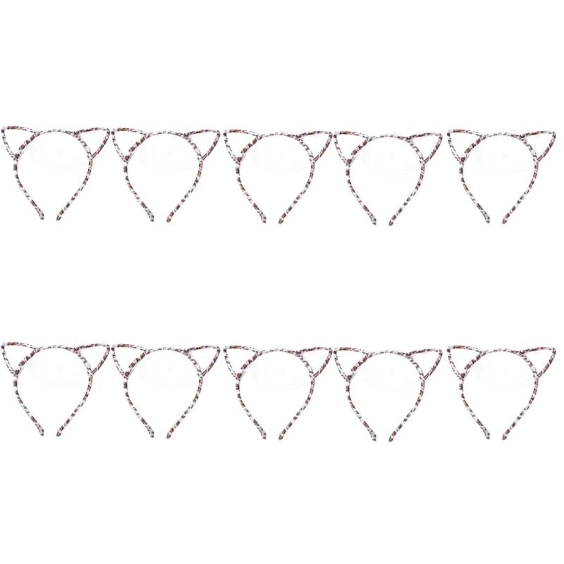 10Pieces Cats Ear Hairhoop Hair Styling Ornament Bendable Hairband For Kids Adults Theme Parties And Everyday Wear