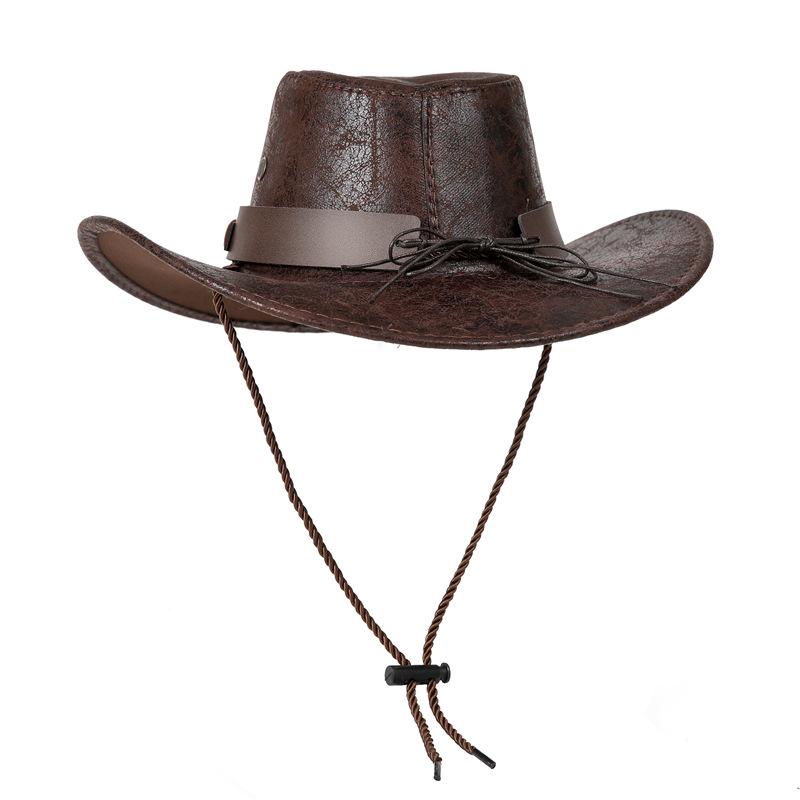 Cow Head Belt Rivet Jazz Hat Men'S And Women'S Spring, Summer And Autumn Outdoor Travel Sun Hat Big Edge Tibetan Western Cowboy Hat
