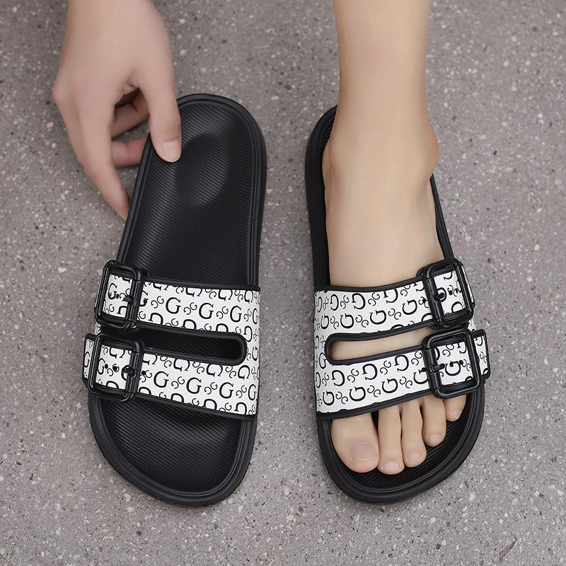 New slippers retro premium sense adjustable one-word drag comfortable soft bottom couple beach sandals