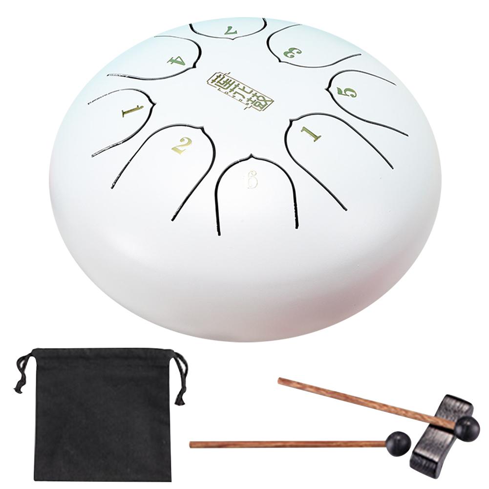 New Steel Tongue Drum 6 Inch 8 Notes Rain Drum Hand Pan Drum with Carry Bag Drum Mallets Music Book Sound Healing Instruments