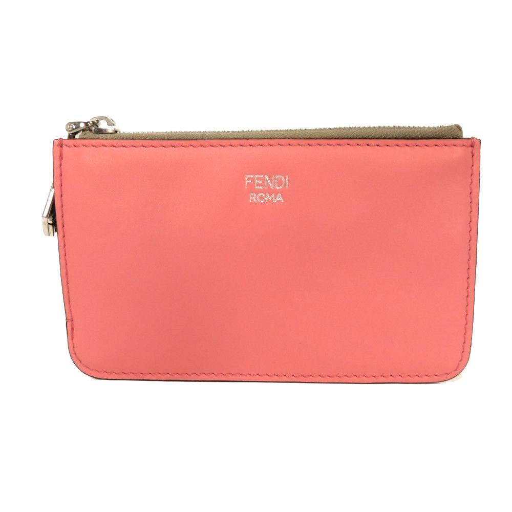 Used 11491 FF Diamond Fragment Case 8AP161 ALWA F1L2E 7943 Tortora Key Ring Card Case Logo Pink Dahlia Women's from