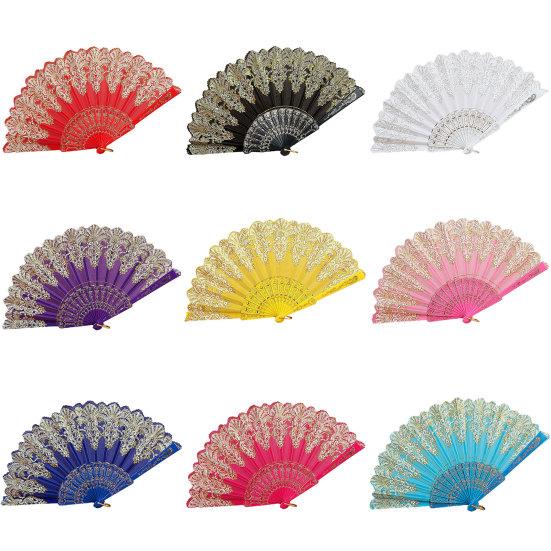 Éventail pliant avec anneau de suspension, ouverture lisse, poignée confortable, motif clair, tissu de Style chinois, fournitures scolaires