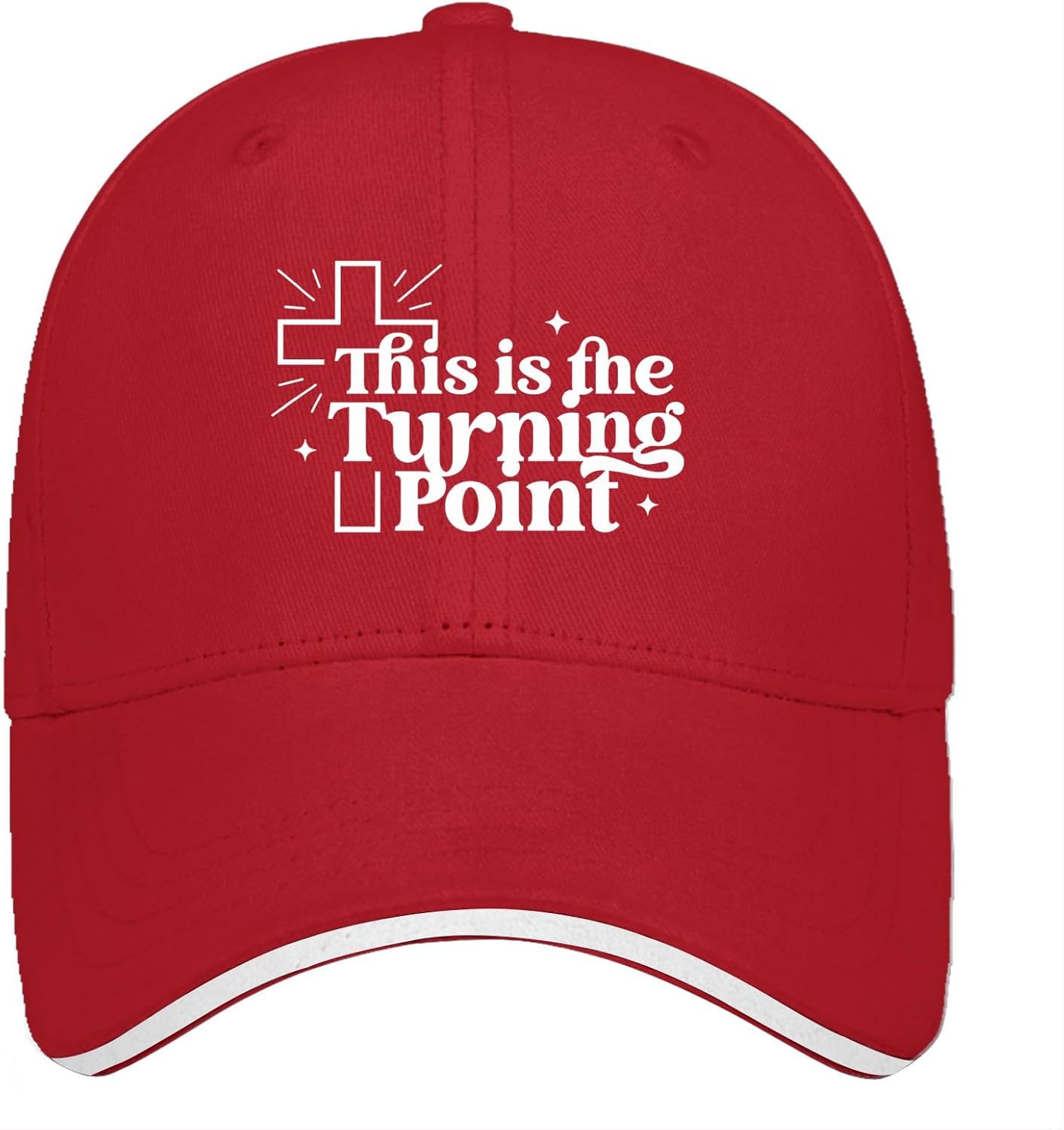 This Is The Turning Point Cross Graphic Baseball Cap Casual Polyester Adjustable Adult Headwear One Size