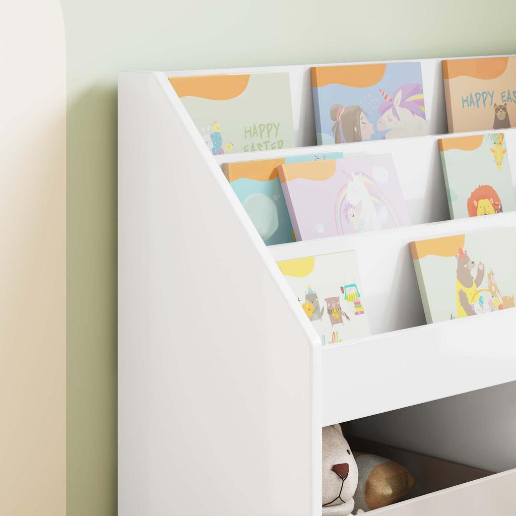Kids Shelf Glossy White 72.5 X 29.5 X 69 Cm Particleboard