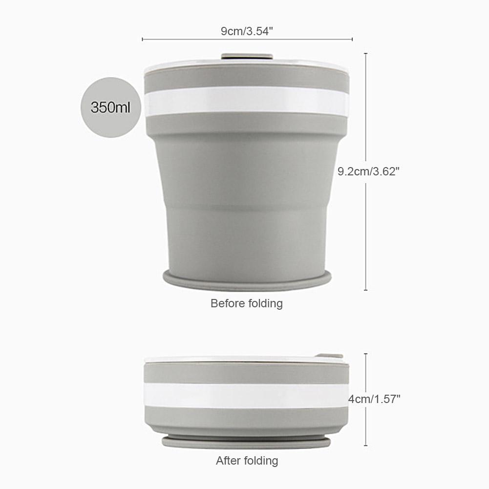 

Silicone Collapsible Cup Portable Telescopic Drinking Cup with Cover for Travel Camping серый