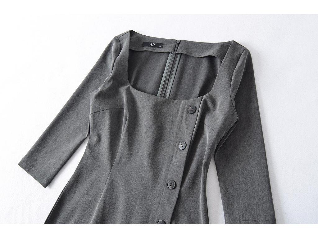 2026 Summer Women's Square Neck Mid-Sleeve Bodycon Dress