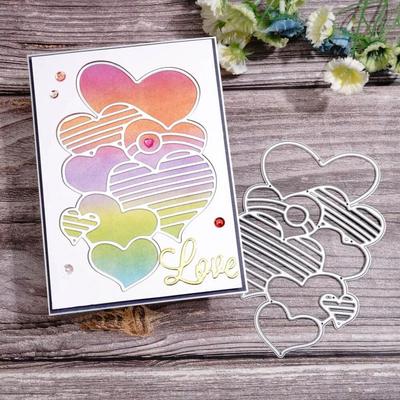 Grupy Serduszek Metalowe Wykrojniki Szablon do Scrapbookingu DIY Albumu Fotograficznego Wytłaczania Kart Papierowych Rękodzieła Wykrojniki