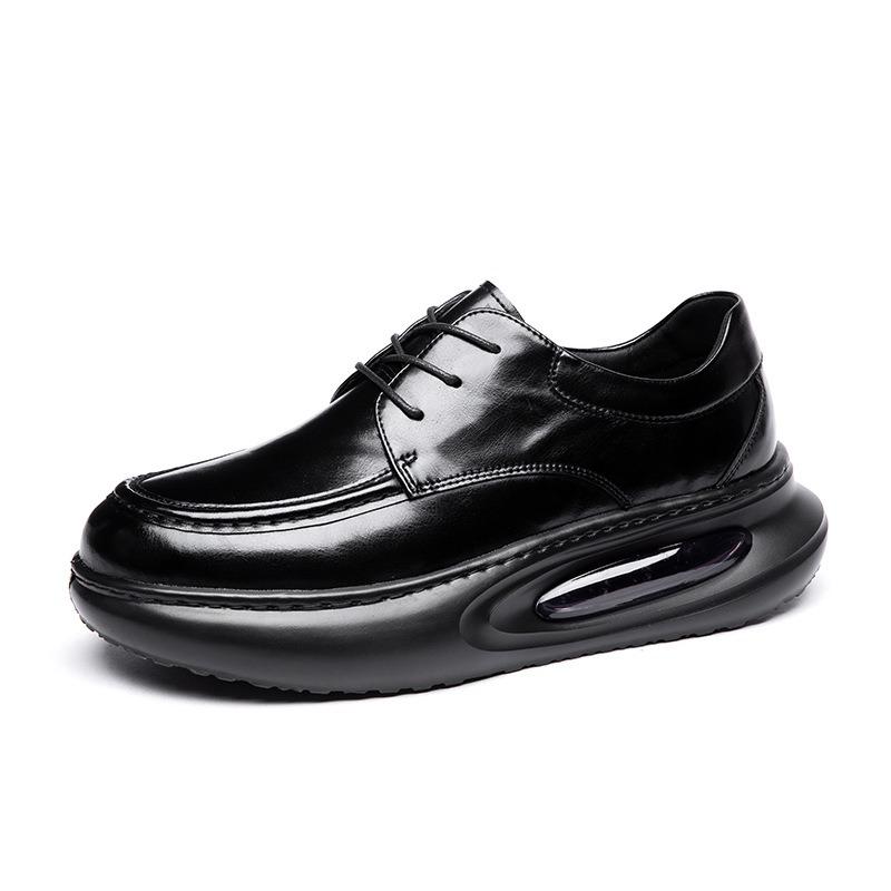 Frühling neue Luftpolster Herrenschuhe echtes Leder Business Casual Lederschuhe Herren britische dicksohlige atmungsaktive höhenvergrößernde Einzelschuhe
