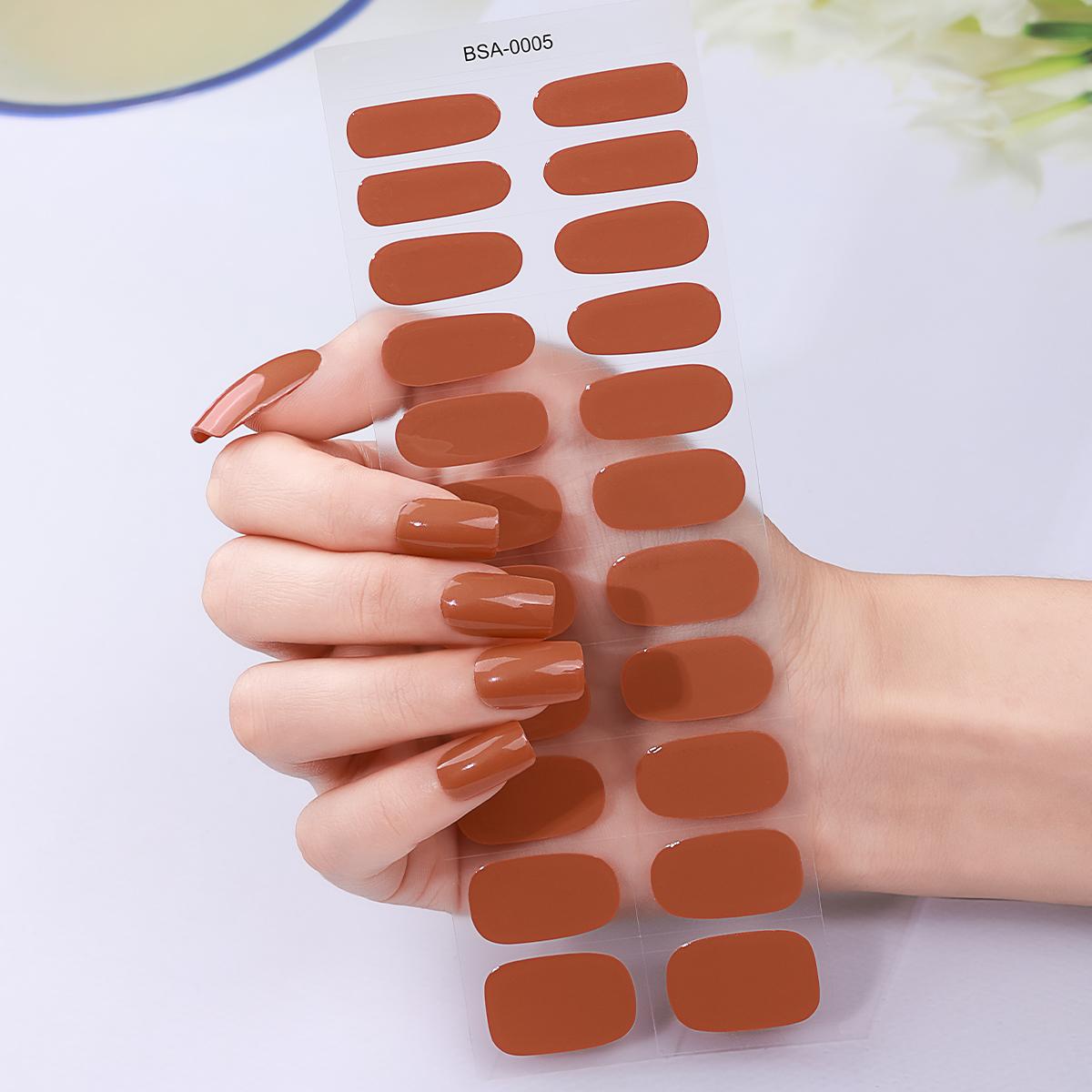 22 Bandes Gel pour Ongles Rose Nude Couverture Complète Uni Longue Durée Sans Cuisson Gel UV Autocollants pour Ongles Manucure DIY Décoration beige