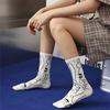 3 Pairs of Abstract Line Paintings, Personalized Creativity, Men's and Women's Mid Socks, Long Socks, and Stockings
