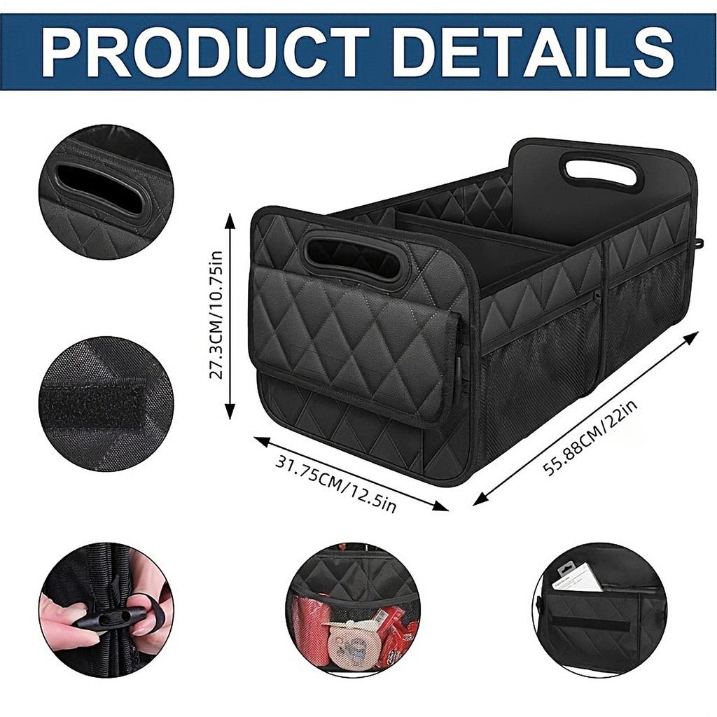 Trunk Organizer Foldable Waterproof Automotive Storage Box Trunk Storage Organizer for Van Sedan Vehicle Auto Minivan Automotive
