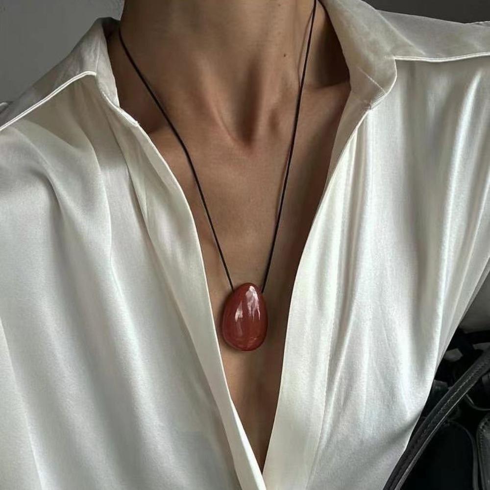 Stone Sweater Chain Black Rope Fashion Necklaces Minimalist Choker Necklaces