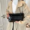 Elegant Rivet Envelope Clutch Bag Large Capacity Solid Metallic Sheen Handbag  Spicy Girl
