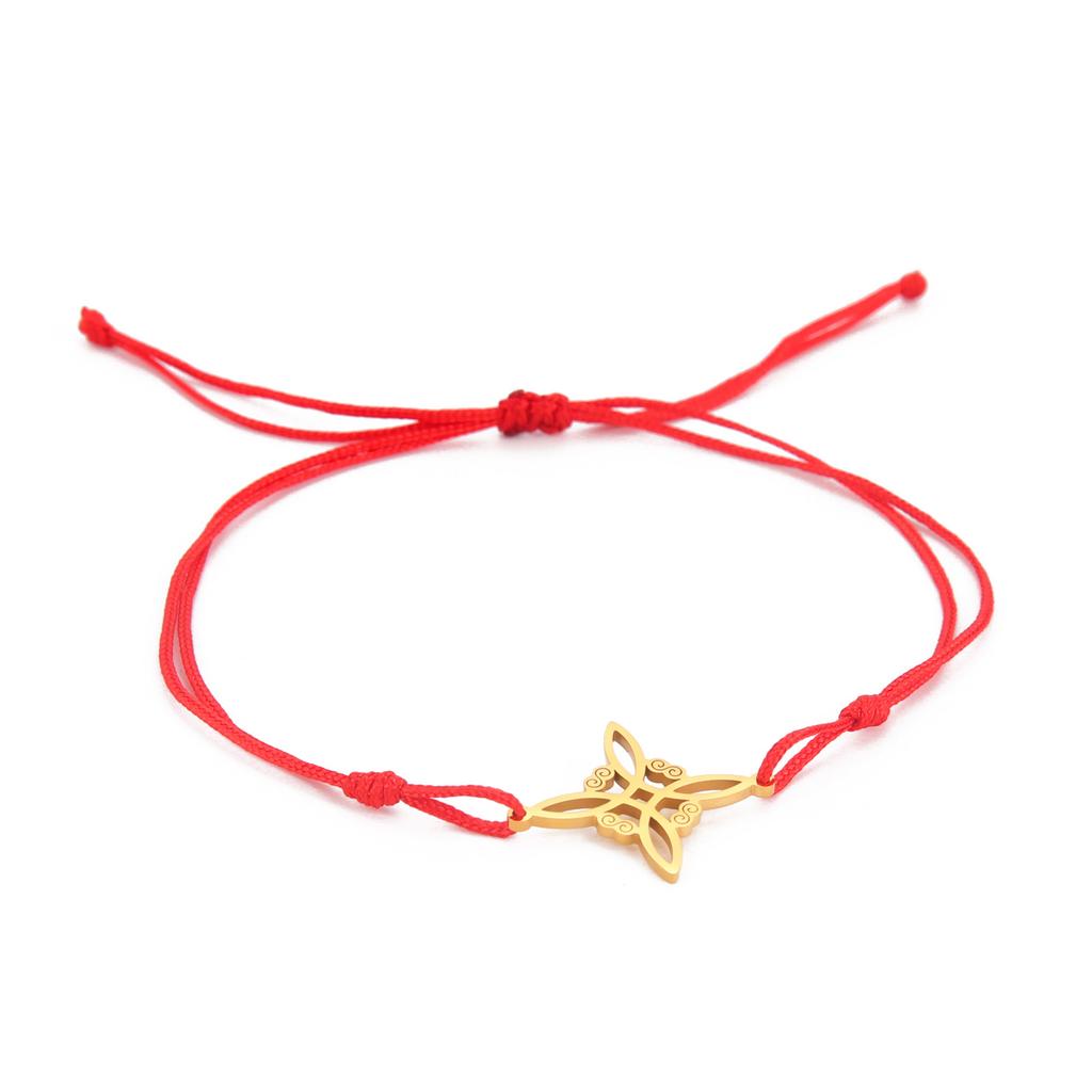 Witch Knot Wax Rope Bracelet Stainless Steel Wicca Amulet Handmade Witchcraft Jewelry Birthday Gift for Women Men