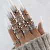 European and American punk dark butterfly skull cut-out face ring multi-piece set personality trend distressed ring set