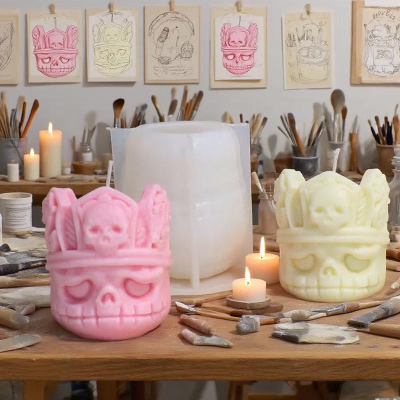 Halloween Skeletor Silicone Mold for DIY Baking Handmade Candle Soap Epoxy Resin Chocolate Gypsum Ice Decoration Mould