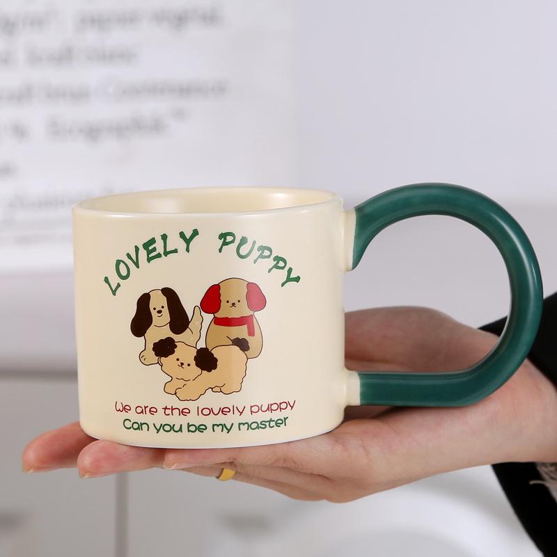 Ceramic Mug Wide Handle Couple Coffee Cup Cute Animal Opening Event Gift Breakfast Cup
