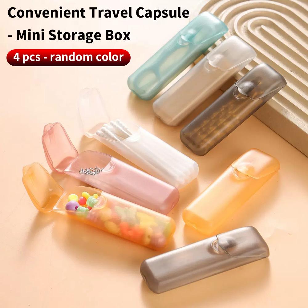 

4PCS Mini Portable Storage Box for Dental Floss, Cotton Swabs, Toothpicks, Pills S