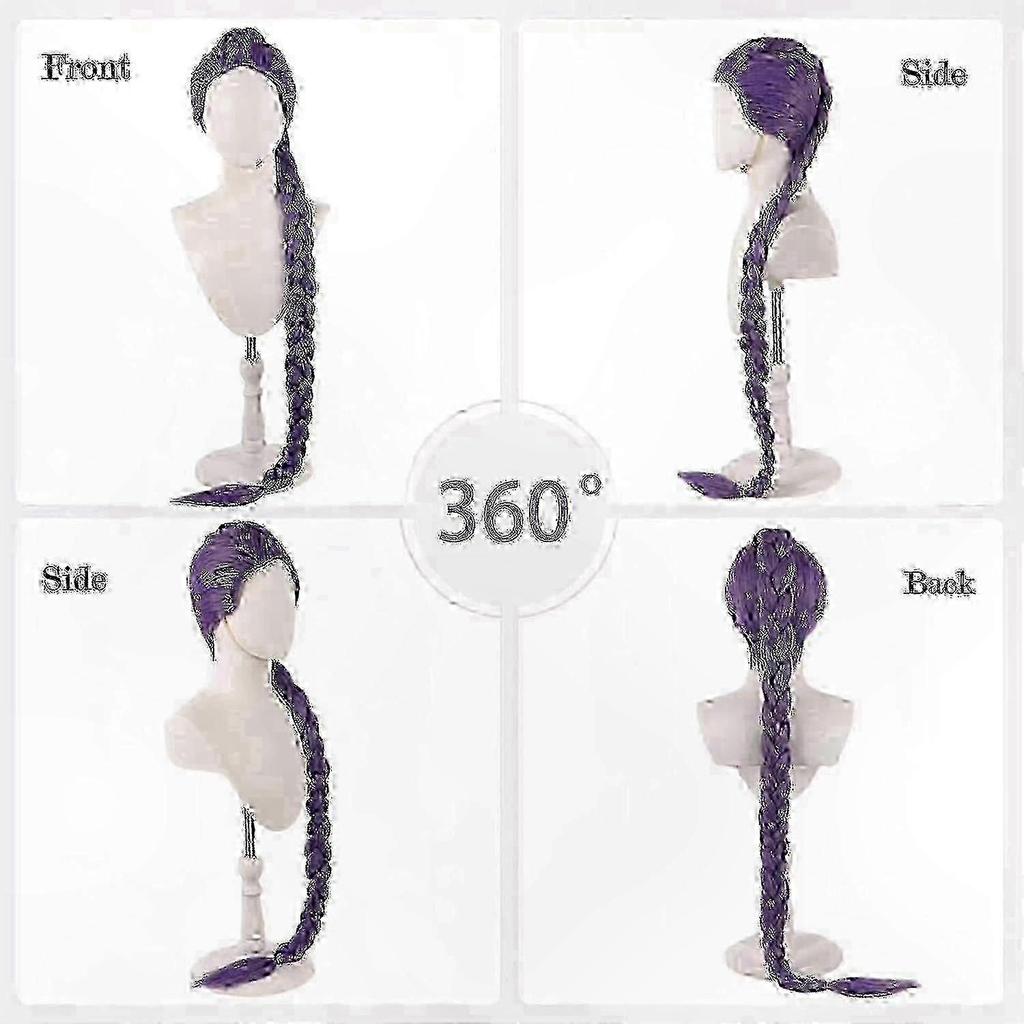 Lila geflochtene Perücke für Kinder für Cosplay, Anime-Kostümperücke, Halloween-Cosplay-Requisiten, von Rumi inspirierte Perücke für Dämonenjäger-Thema, Neuankömmling