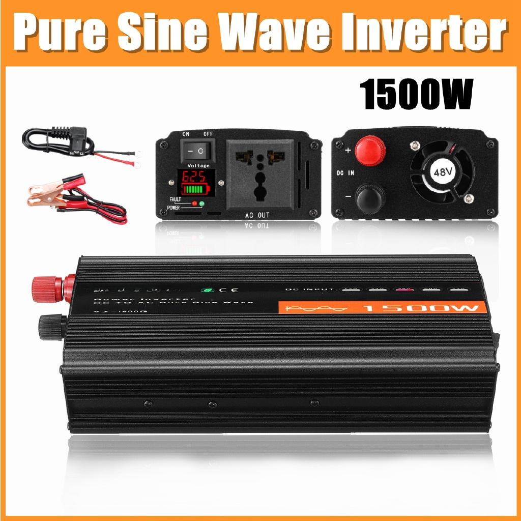 Pure Sine Wave Inverter 1500W 50HZ DC12V/24V/48V To AC220V Power Converter Booster For Car Inverter