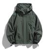 Giacca da uomo con cappuccio, giacca a vento, trench, oversize, taglie forti, impermeabile, nera, da campeggio, ampia, sottile, softshell