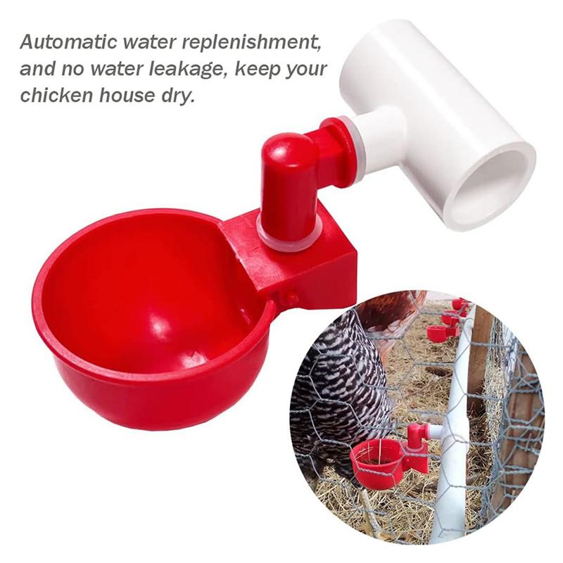 Chicken Water Cups For PVC With Tee, Automatic Chicken Waterer Kit For Poultry, DIY PVC Water Feeder For Chicken