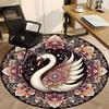 1PC Swan Mandala Art Office Round Rug, Non Slip, Soft and Durable Office Rug for Interior Decoration, Perfect for Office