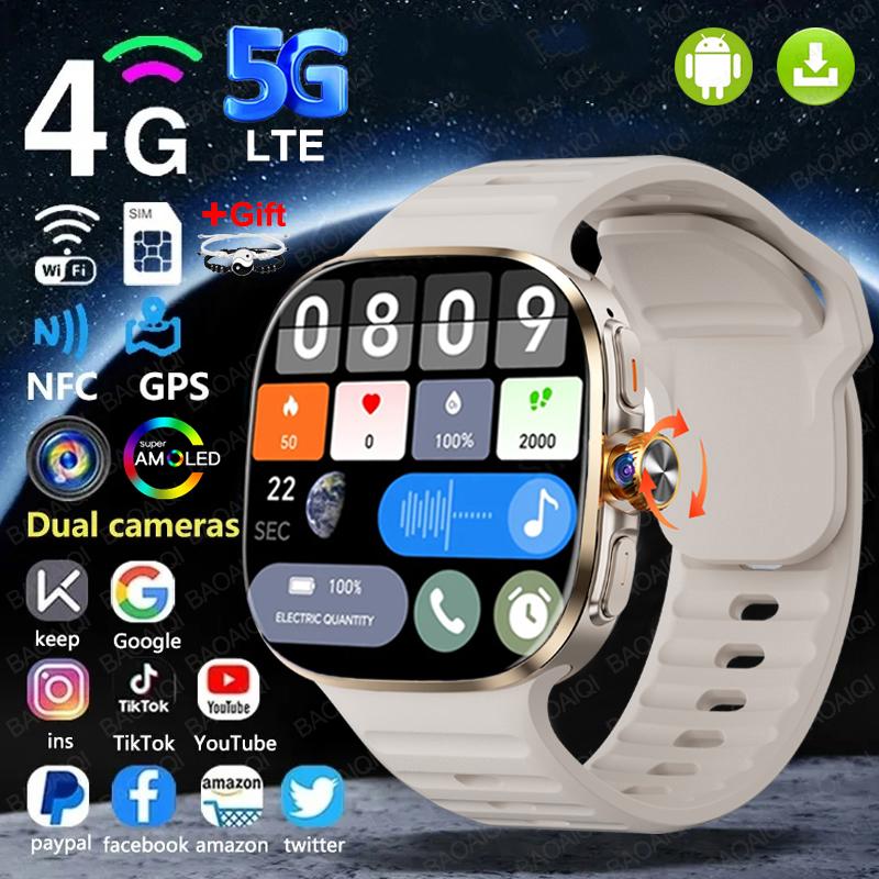 4G Full Network Smart Watch Mens 2.40 Inch Big Screen Video Call 16GB+256GB RAM 2100mAh Google Play WIFI GPS Sim Card Smartwatch