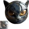 Resin Black Cat Stone Sculpture Hand-Carved Crystal Healing Luxury Black Cat Figurine Healing Stones Elegant Black Cat Figurine