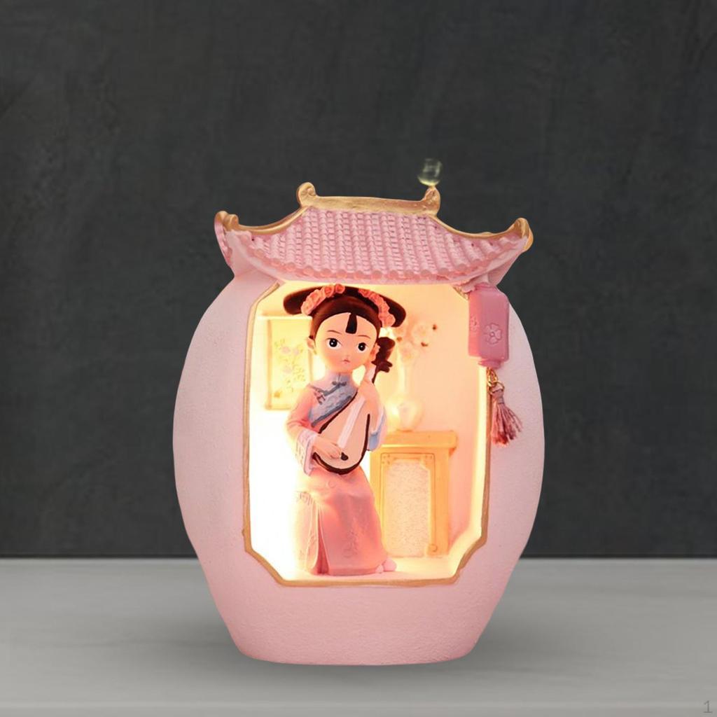 Traditional Chinese Girl Figurine Night Lamp Ornament Home Decors Creative