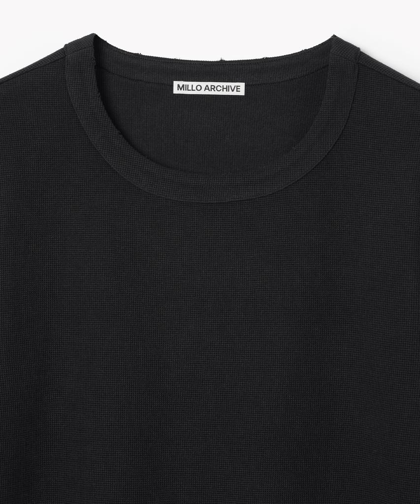 MILLO ARCHIVE Cradle Damaged Waffle Long Sleeve [Washed Black]