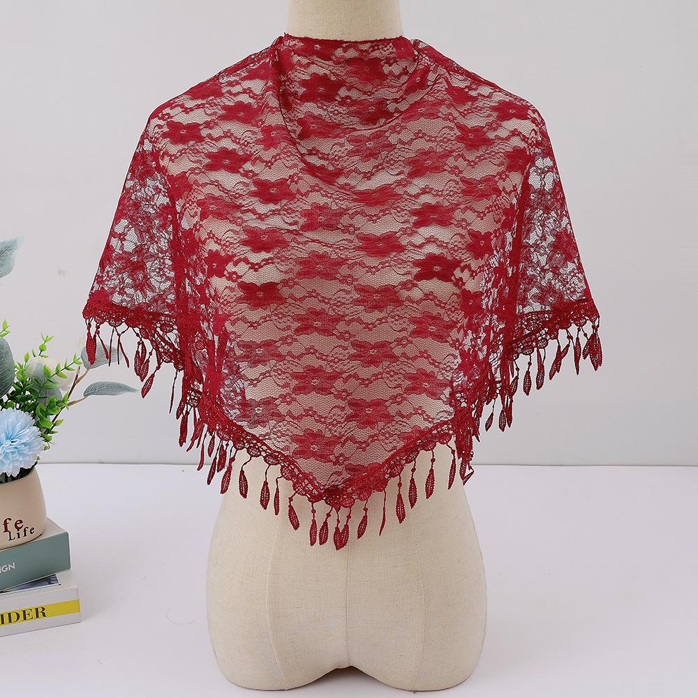 Women Rose Lace Veil Scarf Bandana Church Prayer Wedding Mantilla Chapel White Embroidered Hijab Women Scarves