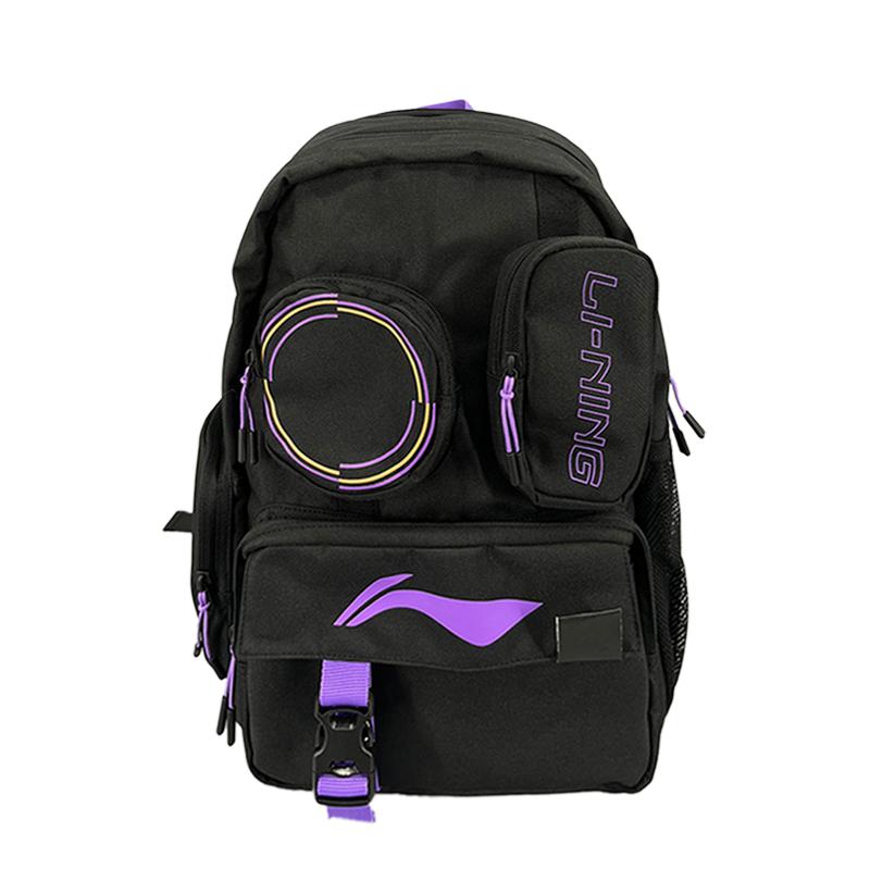 Li-Ning Fashion Casual Versatile Wear Resistant Water Repellent Fabric Backpack Unisex Backpack ABSU397-1 Black