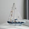 Pobřežní dřevěný model plachetnice Rustikální námořní figurka lodi se skořápkou a hvězdicí Plážové oceánské téma Stolní ozdoba do obývacího pokoje ložnice