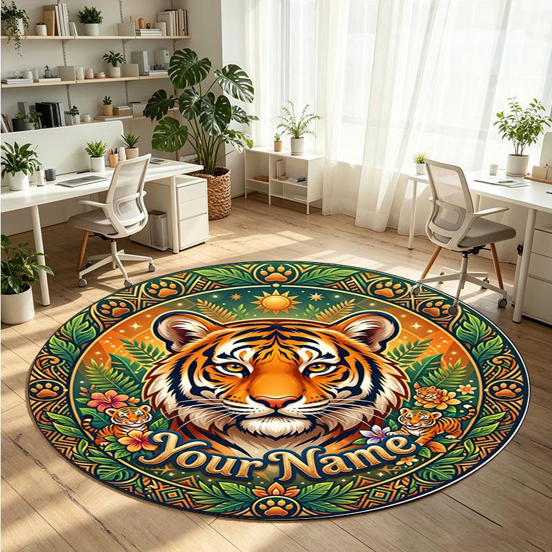 Animales salvajes (46) Alfombra de Terciopelo Redonda con Cristales Personalizada con Nombre y Texto Felpudo Personalizado Decoración del Hogar Alfombra de Cristal Antideslizante