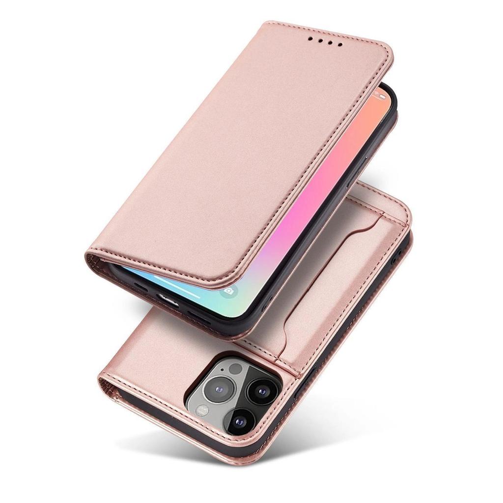 Magnet Card Case For Samsung Galaxy S23 Ultra, Cover With Flap, Wallet Stand, Pink