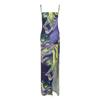 Elegant Sexy Backless Long Maxi Dress Women Spaghetti Strap Slit Draped Print Club Party